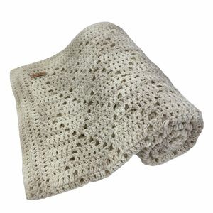 Tan handmade crochet baby blanket